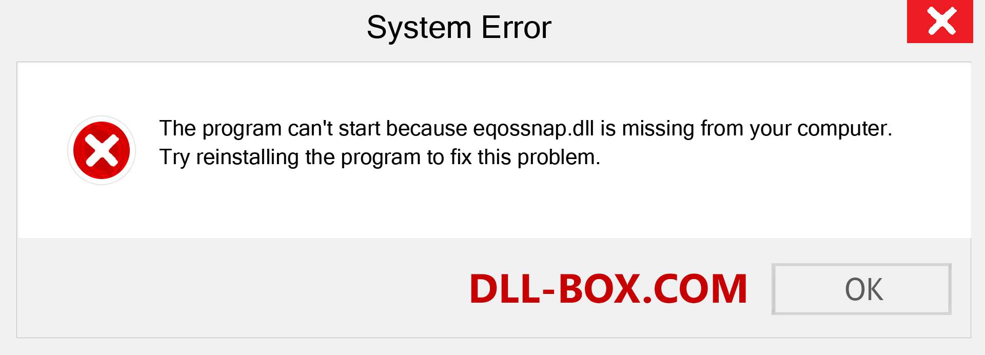  eqossnap.dll file is missing?. Download for Windows 7, 8, 10 - Fix  eqossnap dll Missing Error on Windows, photos, images