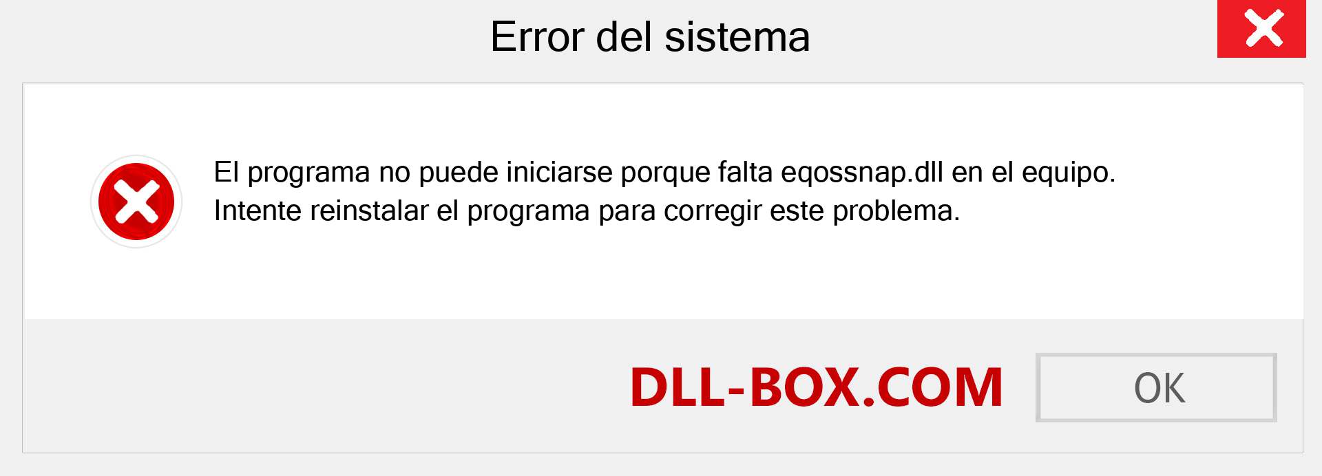 ¿Falta el archivo eqossnap.dll ?. Descargar para Windows 7, 8, 10 - Corregir eqossnap dll Missing Error en Windows, fotos, imágenes